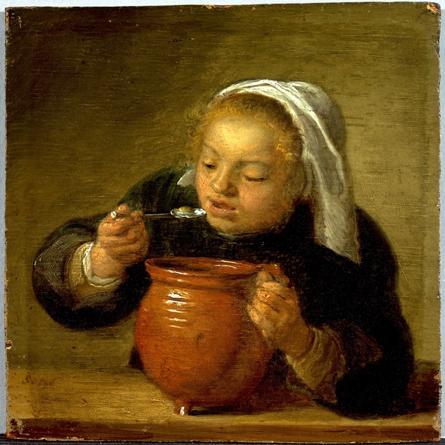 Etende vrouw by Hendrik Martenszoon Sorgh