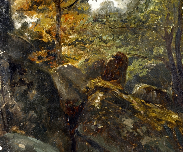 Les rochers du calvaire en foret de Fontainebleau by Paul Huet