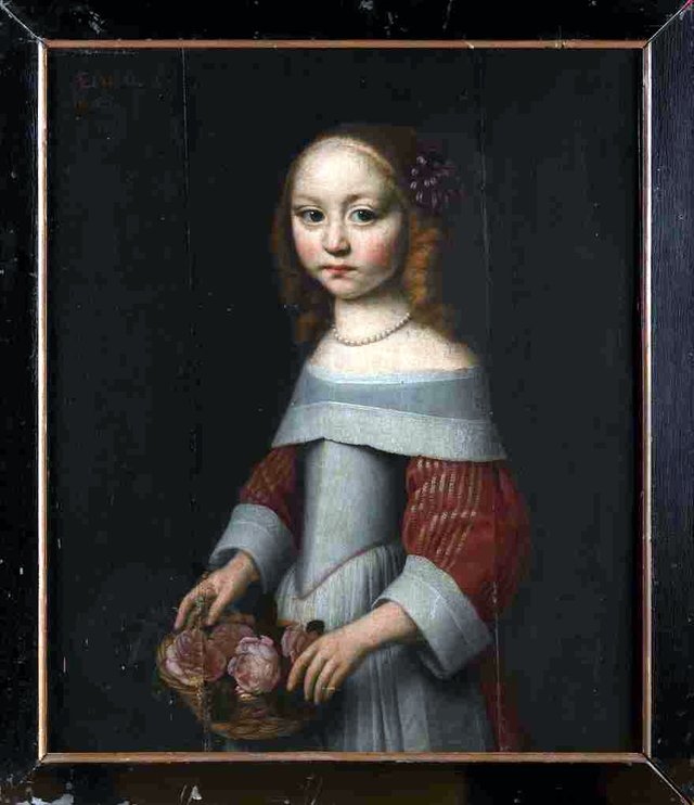 Portret van Conira van Burmania (?), als meisje by Wybrand de Geest