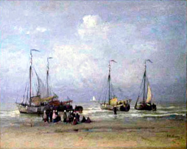 Arrival of a Fishing Fleet by Hendrik Willem Mesdag