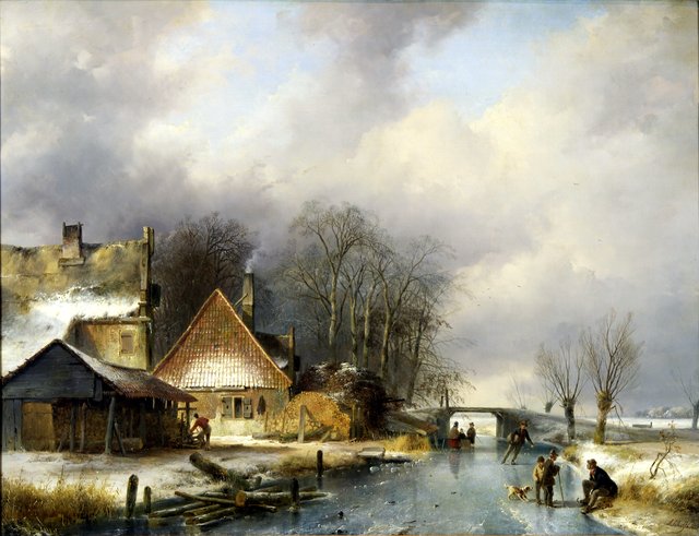 Hollands winterlandschap by Andreas Schelfhout