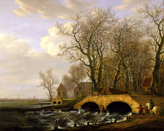 Het lozen van het water uit de in 1809 ingebroken Alblasserwaard door de sluizen van het Elshout by Jacob van Strij