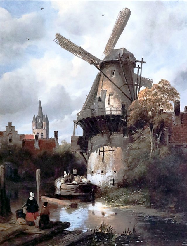 Mill with sight of Delft by Anthonie Waldorp