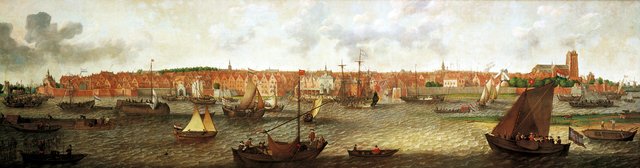 Gezicht op Dordrecht vanuit de monding van de Noord by Adam Willaerts