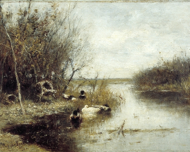 Kreekje met eendjes by Geo Poggenbeek