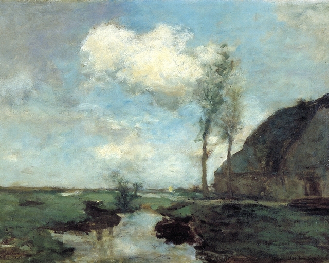 Boerderij in het polderland by Johan Hendrik Weissenbruch
