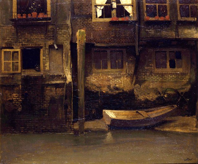 Onderhuizen aan de Voorstraatshaven te Dordrecht by Willem Witsen