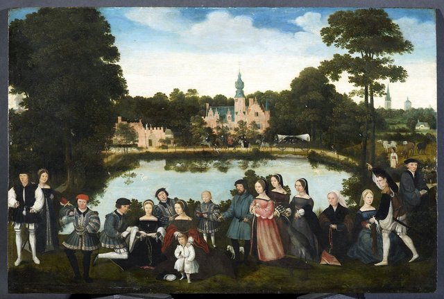 Thomas de Thiennes and family at Castle Rumbeke by Master of the Female Half-Lengths