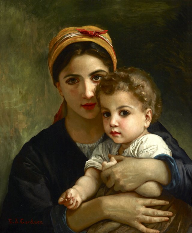 Copy of "Young Girl and Child" by William Bouguereau by Elizabeth Jane Gardner