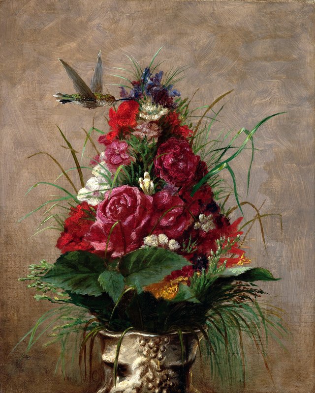 Still Life with Hummingbird by William Merritt Chase