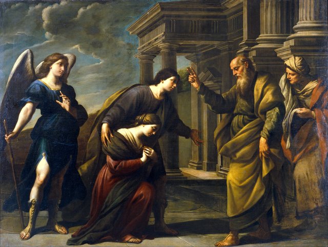 Raguel's Blessing of her Daughter Sarah before Leaving Ecbatana with Tobias by Andrea Vaccaro