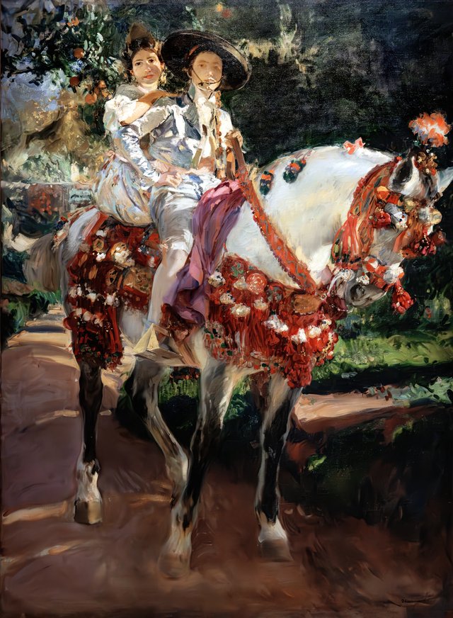 Portraits of Elena and Maria with Old-fashioned Valencian Costumes by Joaquín Sorolla