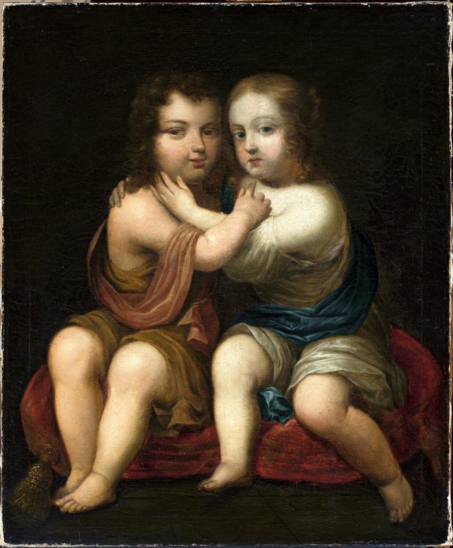Portrait of Two Children (Louis XIV with his milk sister) by Pierre Mignard I