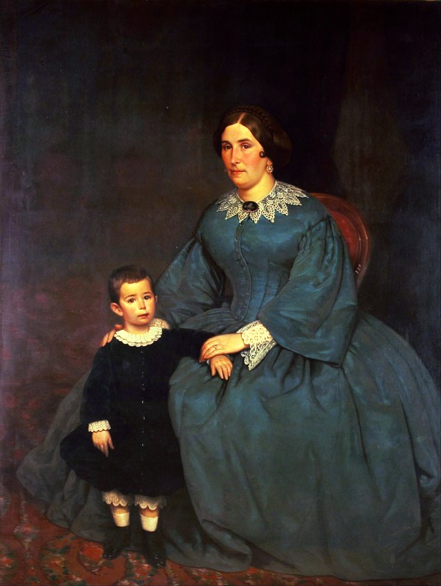 Retrato de Cecilia R. de Peralta Ramos y su hijo by Prilidiano Pueyrredón