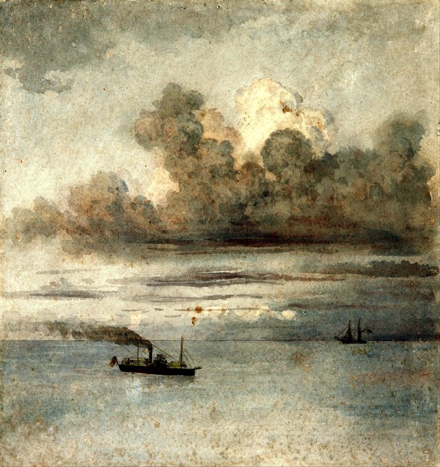 Paisaje con barcos by Prilidiano Pueyrredón