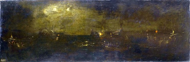 A Sea Battle by Night by Jan Porcellis