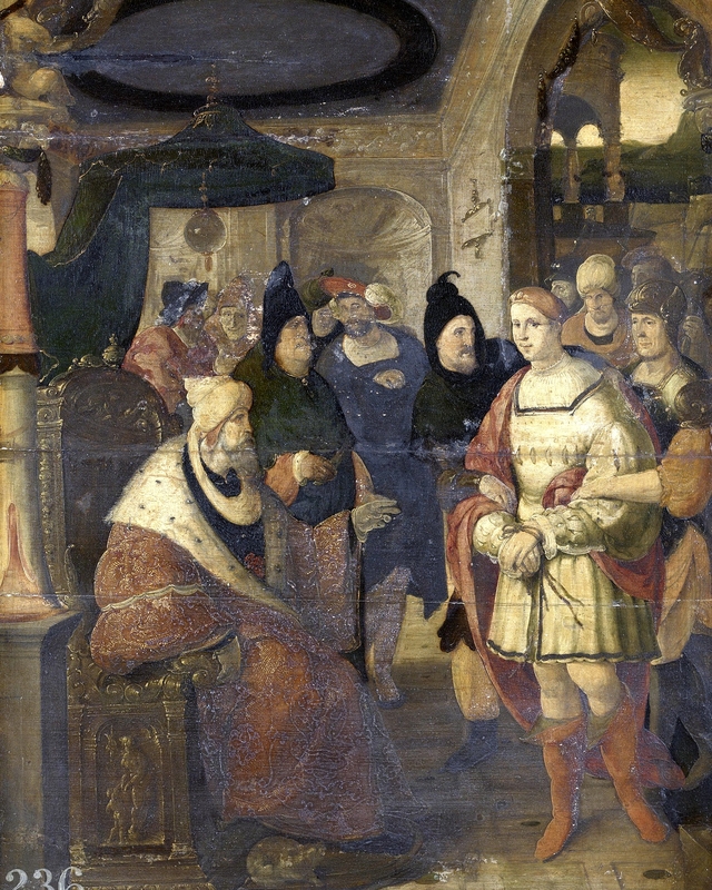Saint Sebastian before the Emperor Diocletian by Aertgen van Leyden