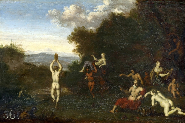 Nymphs and Satyrs in a Landscape by Daniel Vertangen