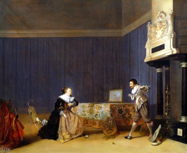 Lady and Gentleman in an Interior, 'A startling Introduction' by Hendrik Gerritsz Pot