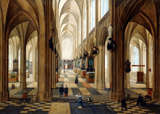 The Interior of Antwerp Cathedral by day by Pieter Neefs the Elder