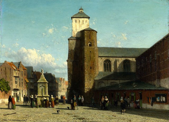 View of a Belgian town by Jan Weissenbruch