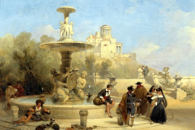 The Fountain on the Prado, Madrid by David Roberts