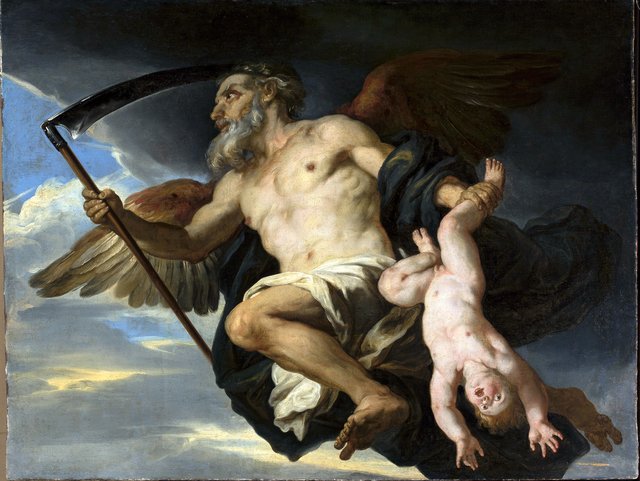 Chronos and his child. by Giovanni Francesco Romanelli