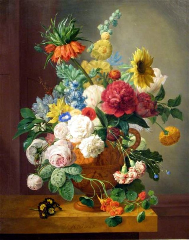 Stilleven met bloemen in een vaas by Anthony Oberman