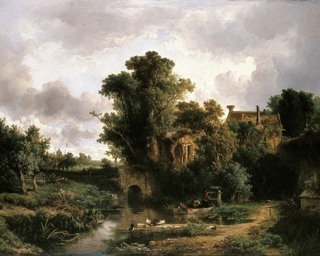 houses by the water by Johannes Warnardus Bilders