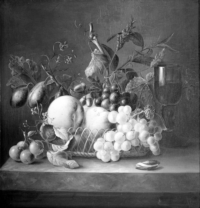Stilleven met fruit en wijnglas by Georgius Jacobus Johannes van Os