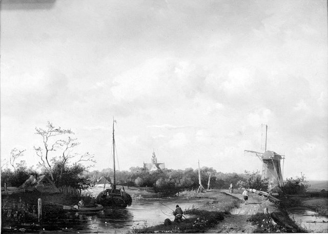 Zandweg langs een vaart by Charles Leickert