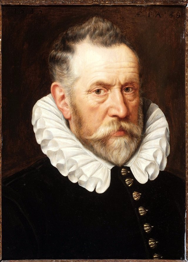 Portrait of a man aged 58 (born circa1524-1525) by Adriaen Thomasz. Key