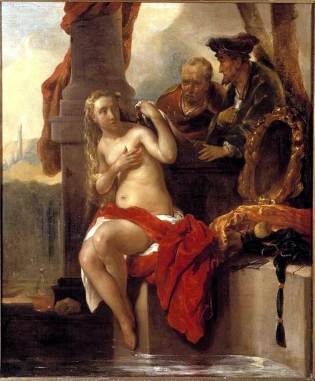 Susanna harassed by the Elders (Daniel 13:1-63) by Jan van Noordt