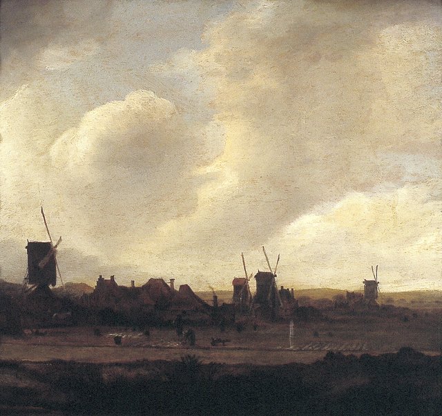 Village with wind-mills by Jan van Kessel