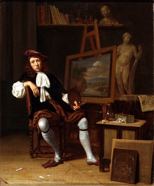 a painter in his Studio by Michiel van Musscher