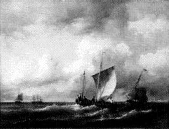 Zeilschepen voor de kust by Louis Meijer