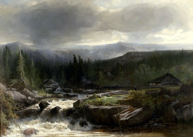 Mountain landscape in Norway by Johannes Warnardus Bilders