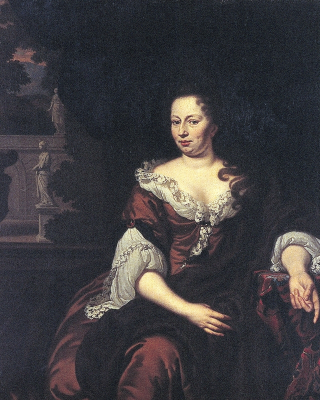 Portret van Agatha van Loon (1666-1699) by Michiel van Musscher