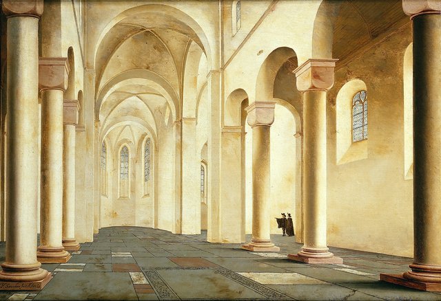 Het schip en het koor van de Sint-Pieterskerk te Utrecht by Pieter Jansz. Saenredam