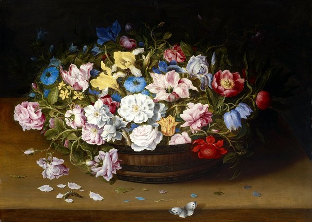 Still Life of Flowers in a Basket by Osias Beert