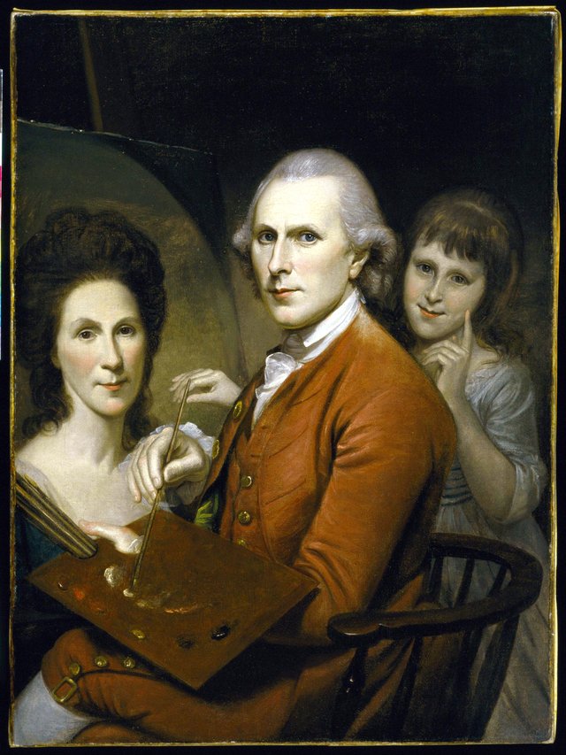Self-Portrait with Angelica and Portrait of Rachel by Charles Willson Peale