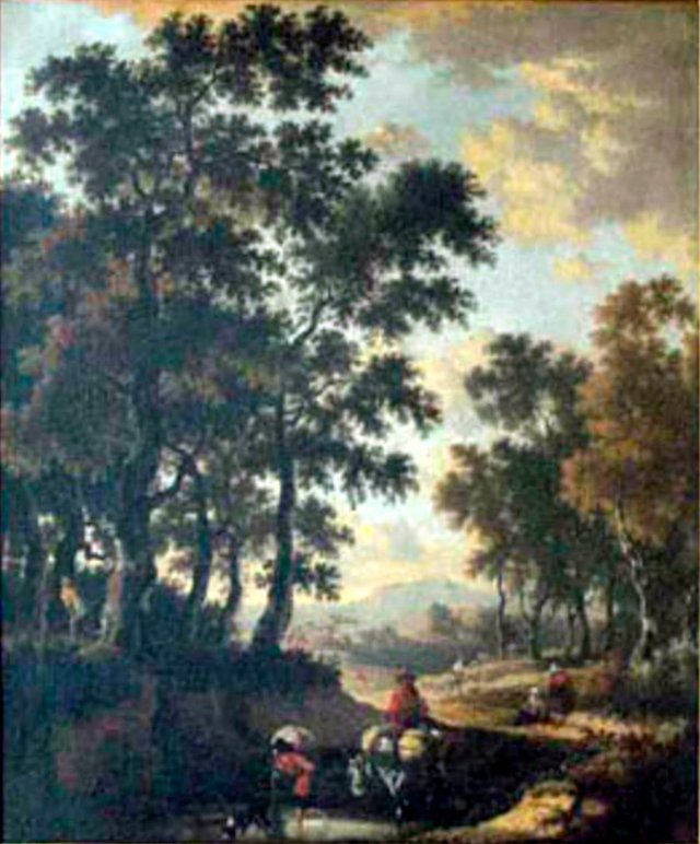 Travellers in a Wooded Landscape by Jan Hackaert