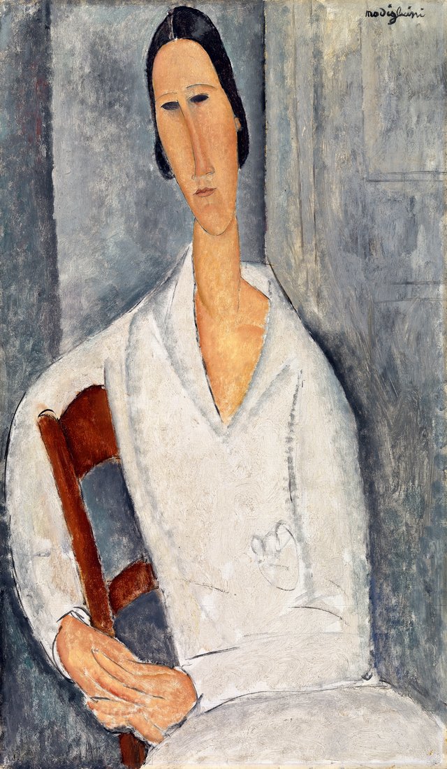 Madame Hanka Zborowska Leaning on a Chair (Madame Hanka Zborowska accoudée à une chaise) by Amedeo Modigliani