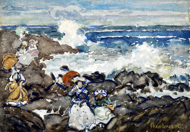 Rocks, Waves and Figures by Maurice Prendergast