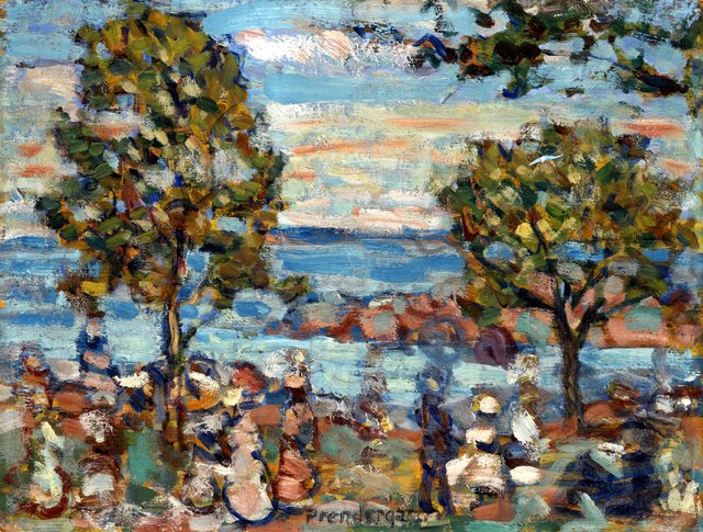 Beach Scene with Two Trees by Maurice Prendergast