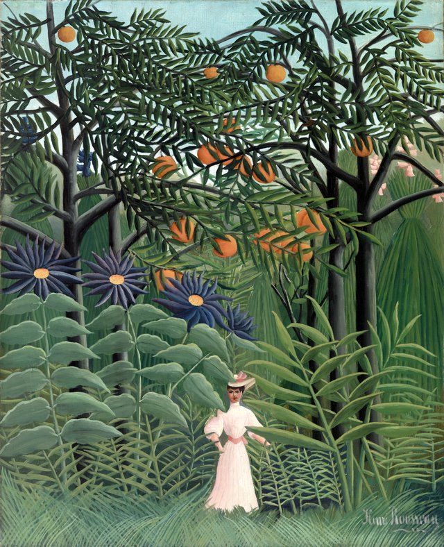 Woman Walking in an Exotic Forest by Henri Rousseau