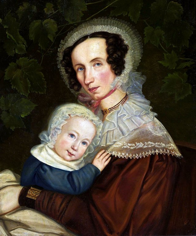 Portrait of Baroness Reinthal with her daughter. by Karl Bryullov