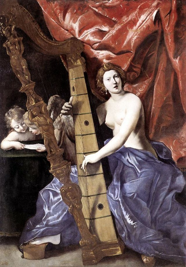 Venus Playing the Harp by Giovanni Lanfranco