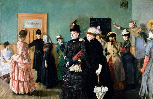 Albertine i politilægens venteværelse by Christian Krohg