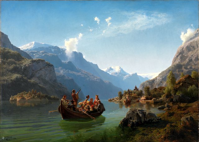 Bridal Procession on the Hardangerfjord by Adolph Tidemand
